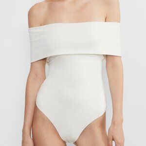 Aritzia Contour Off-Shoulder Bodysuit in Light Birch